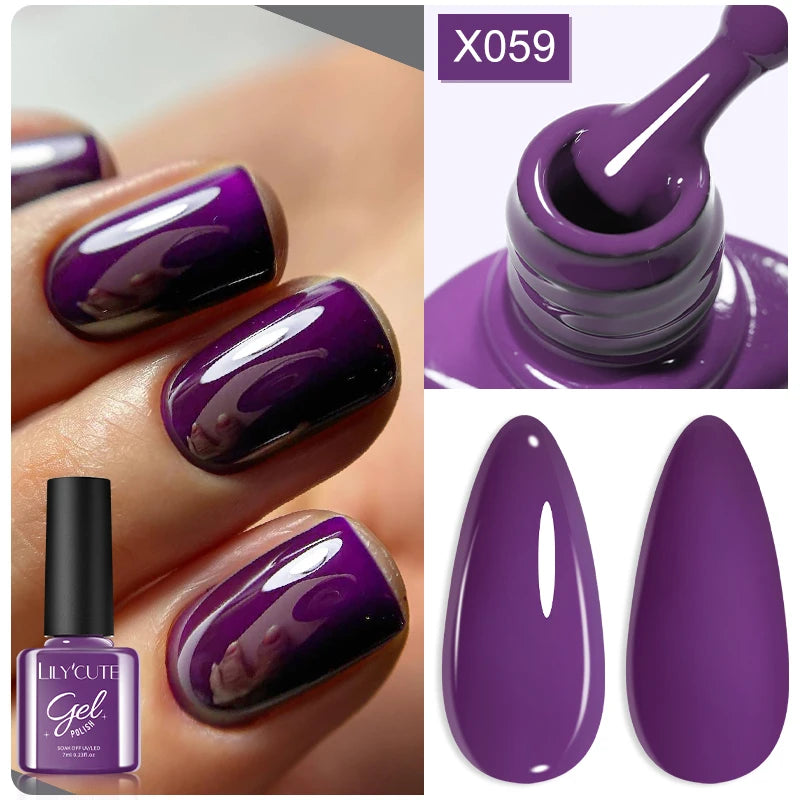 7ml Purple Red Glitter Gel Nail Polish – Soak Off UV Semi-Permanent Varnish for DIY Winter Nail Art