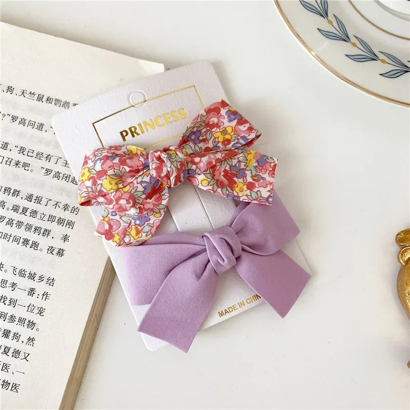 2Pcs Satin/Mesh Bow Hairpins for Dogs – Cute Fabric Hair Clips for Teddy, Poodle, and Small Pet Grooming Accessories