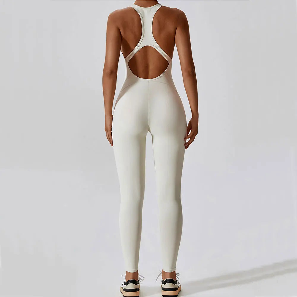 Women's Sleeveless Yoga Jumpsuit – Full-Length Push-Up Activewear for Fitness, Pilates & Gym
