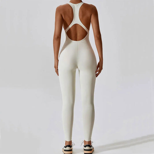 Women's Sleeveless Yoga Jumpsuit – Full-Length Push-Up Activewear for Fitness, Pilates & Gym