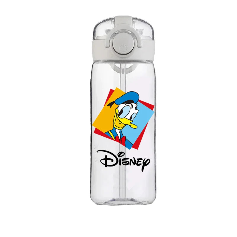 400ml Cartoon Straw Water Cup for Kids – Drop-Resistant Portable Drinking Bottle with Lid and Handle, Donald Duck Design for School or Gifts