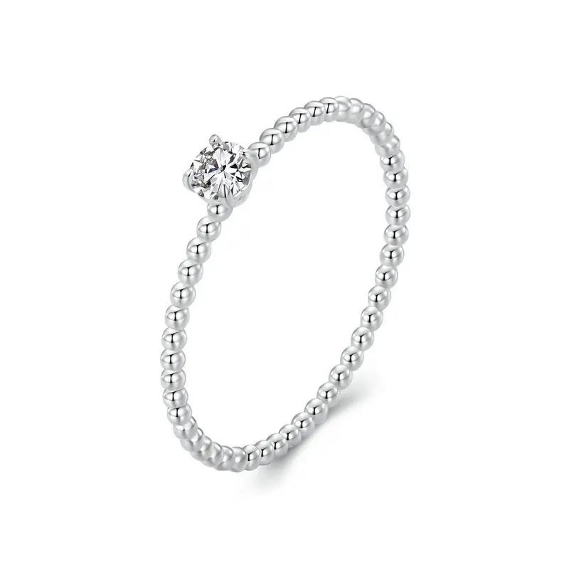 925 Sterling Silver Eternity Rope Wedding Band – Stackable Moissanite Beads Ring for Women, D Color VVS1 Clarity