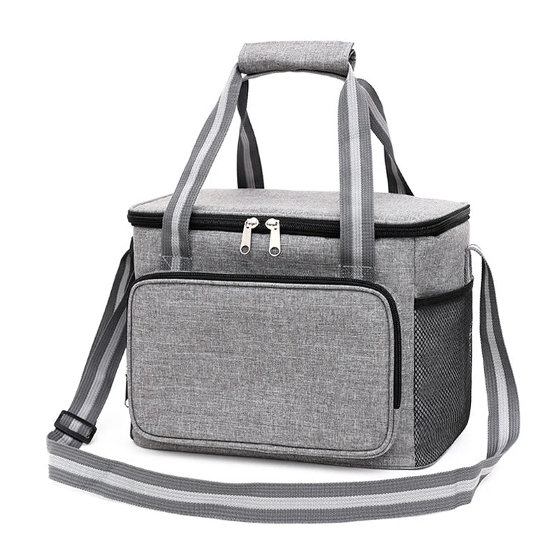 15L Large Insulated Lunch Bag – Waterproof, Leak-Proof Oxford Cloth Tote for Outdoor Picnic, Work, or School