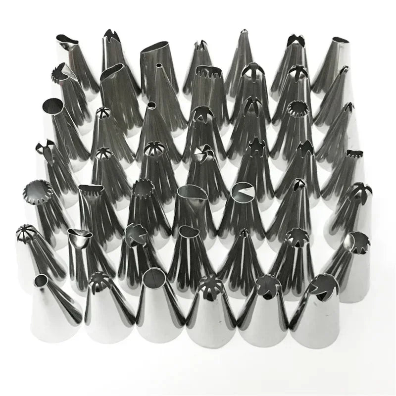 24/48-Piece Stainless Steel Cake Decorating Nozzle Tips Set – Piping Icing Cream Pastry Tools with Bag for DIY Baking & Dessert Design