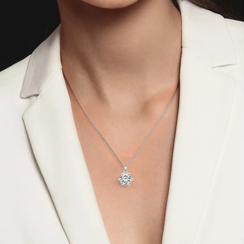 1 Carat Moissanite Pendant Necklace for Women – High-Quality 925 Sterling Silver, D Color VVS1, Elegant Geometric Design for Bridal & Party Jewelry