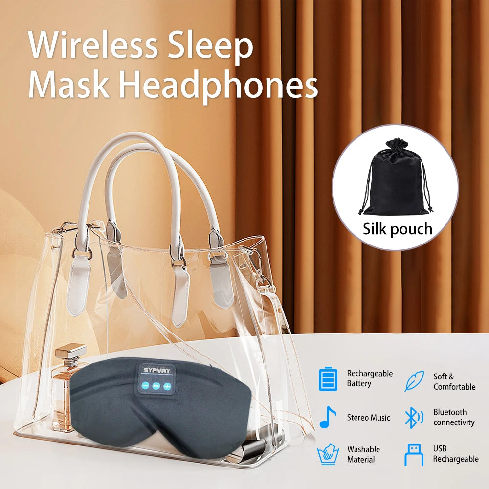 Bluetooth 5.3 Sleeping Mask with Wireless Headphones – Soft Velvet Eye Shade for Men & Women