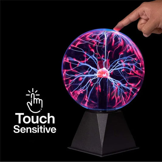 8-Inch Magic Plasma Ball Lamp – Touch-Sensitive Glass LED Night Light for Bedroom, Kids Party, and Science Decor