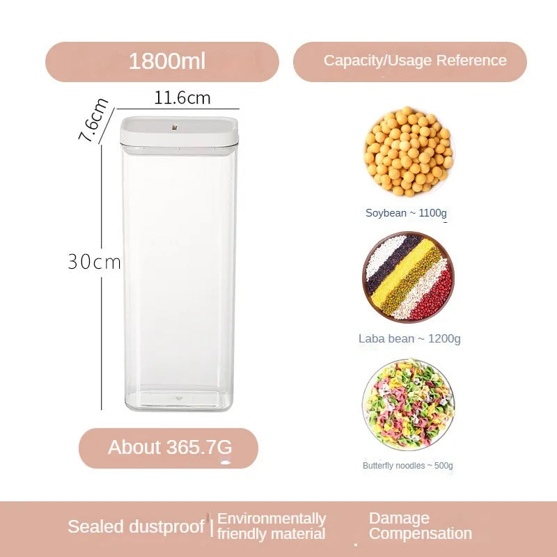 Clear Food-Grade Plastic Storage Jar – Airtight Container for Cereals, Snacks, Beans & Kitchen Organization