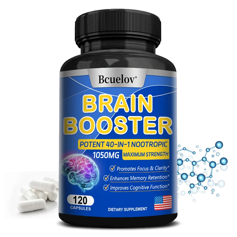 Advanced Brain Booster Supplement – Enhances Memory, Focus, and Cognitive Function – Supports Brain Development – 30/60/120 Capsules