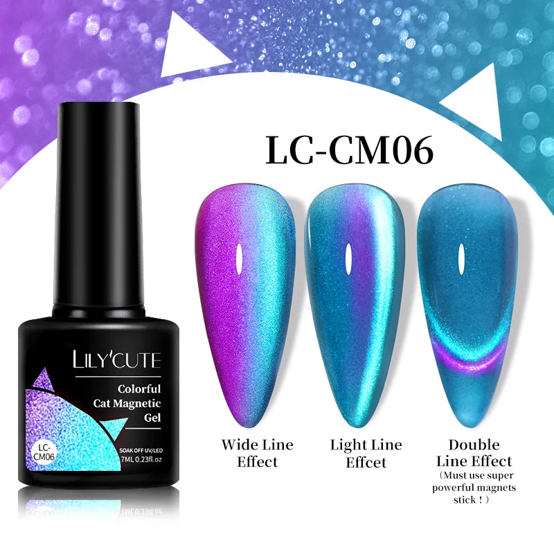 7ml Dynamic Reflective Cat Eye Magnetic Gel – Glitter Soak-Off Nail Polish with 3D Magnet Effect