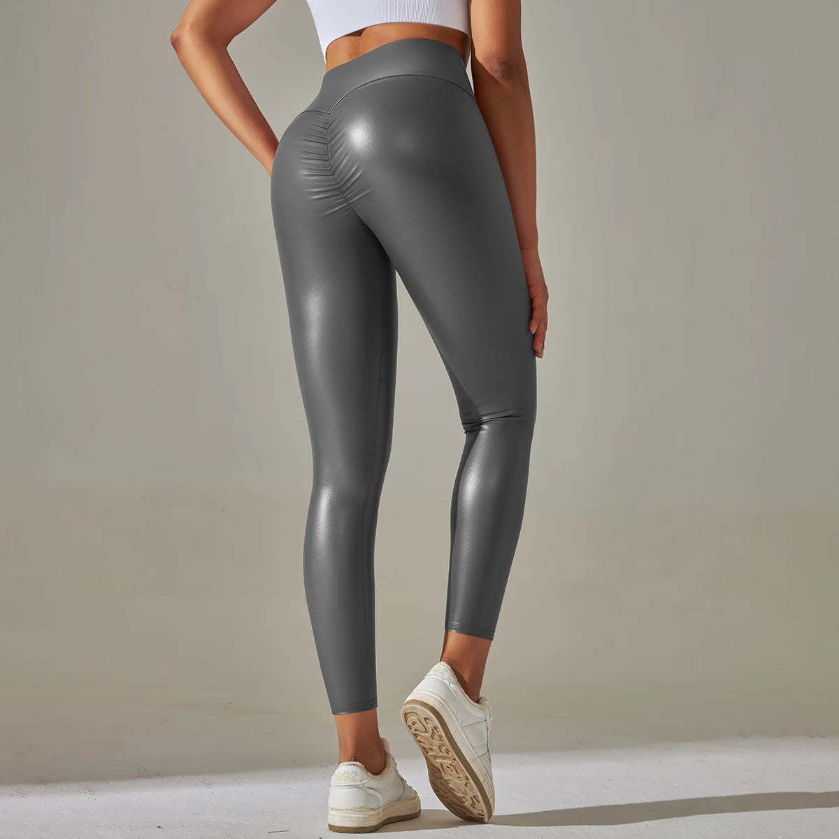 Women’s High Waist Scrunch Butt Faux Leather Leggings – Sexy Push-Up Slim Fit Pants for High Street Style in 6 Colors