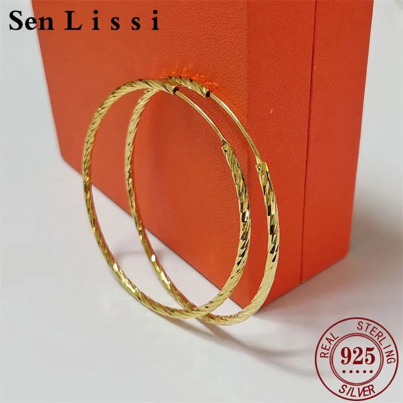 18K Yellow Gold Plated Sterling Silver Hoop Earrings for Women