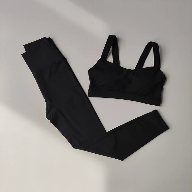 Women's 2-Piece Yoga Set – Seamless Sports Bra & High-Waisted Fast-Drying Leggings for Fitness and Running