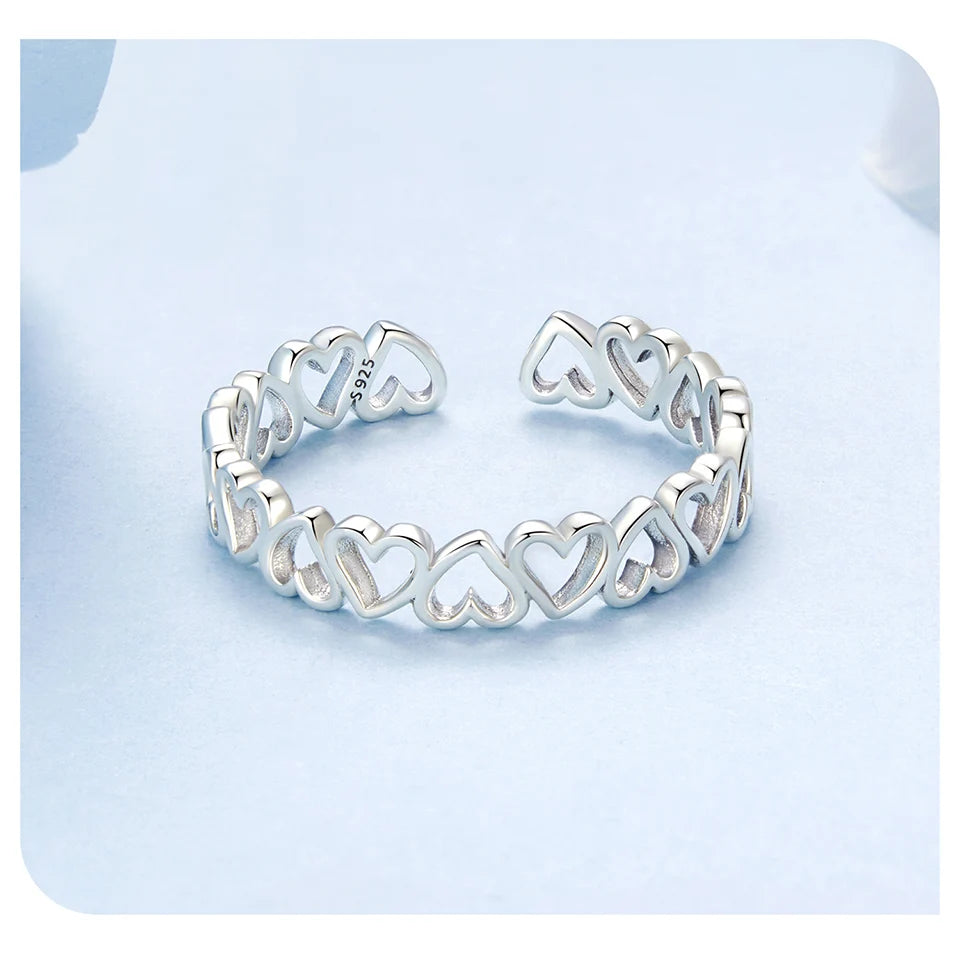 925 Sterling Silver Heart Stackable Ring – Classic Valentine's Love Band for Women