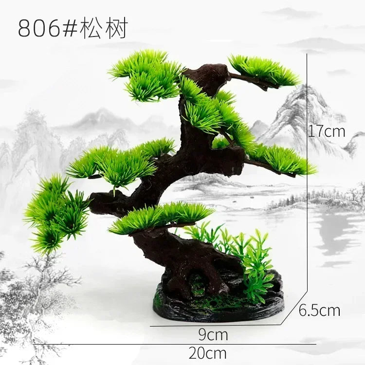 Simulation Aquarium Plant Decoration – Plastic Water Plants, Flowers, Trees, and Rock Accessories for Fish Tank Landscaping