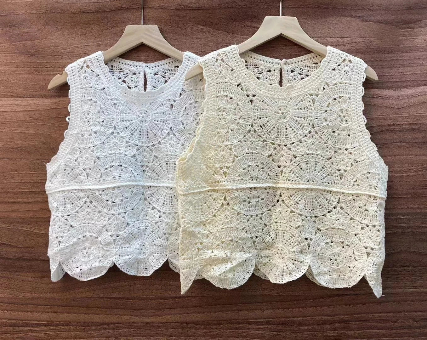 Boho Lace Crochet Crop Top – Sheer Knit Embroidered Tank Blouse for Women, Beachwear Style