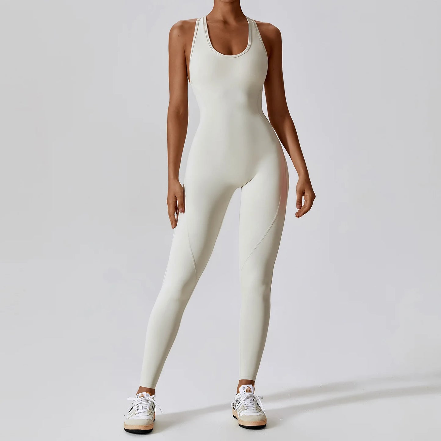 Women's Sleeveless Yoga Jumpsuit – Full-Length Push-Up Activewear for Fitness, Pilates & Gym