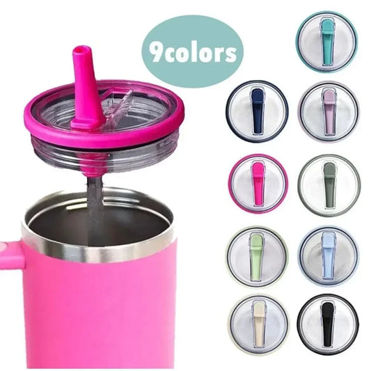 40oz Spill-Proof Lid with Spiral Straw Cover – Creative, Eco-Friendly Replacement Lid for Stanley Cup Accessories