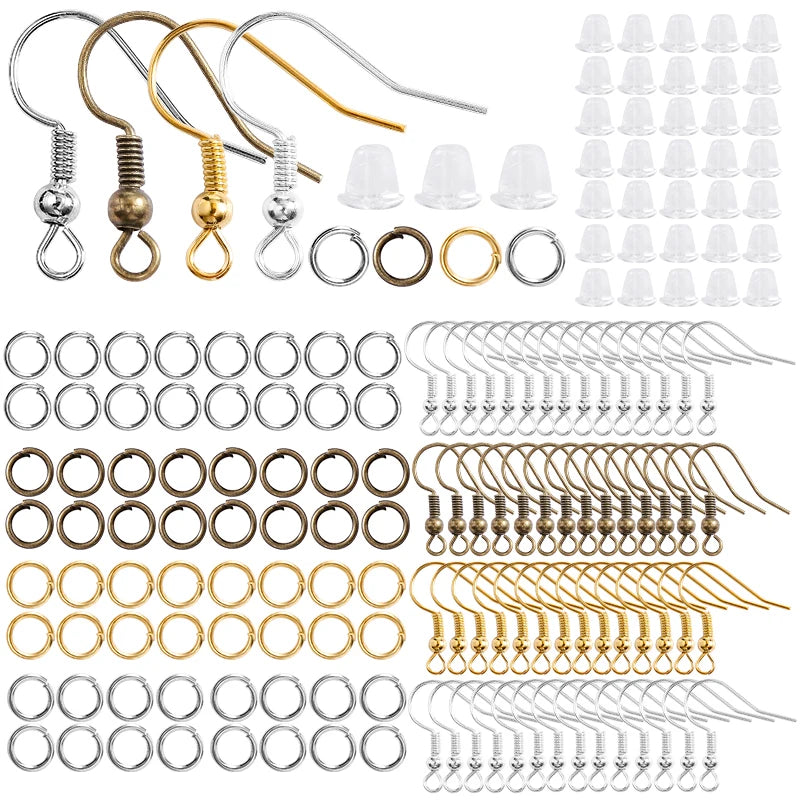 300Pcs Hypoallergenic Earring Hooks Kit – Jump Rings & Rubber Backs for DIY Jewelry Making Accessories