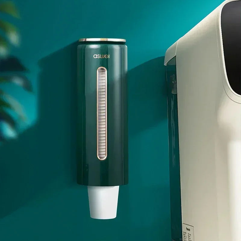 Wall-Mounted Automatic Cup Dispenser – Disposable Paper Cup Holder with Suction Mount