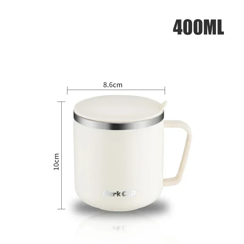 304 Stainless Steel Insulated Coffee Mug with Handle and Lid – 400ML Portable Thermos Cup