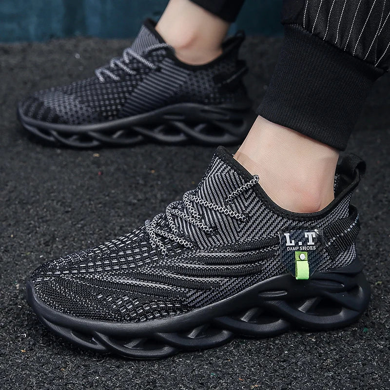 Unisex Low-Top Running Sneakers – Breathable Mesh Sports Shoes with Elastic Band for Jogging and Casual Wear