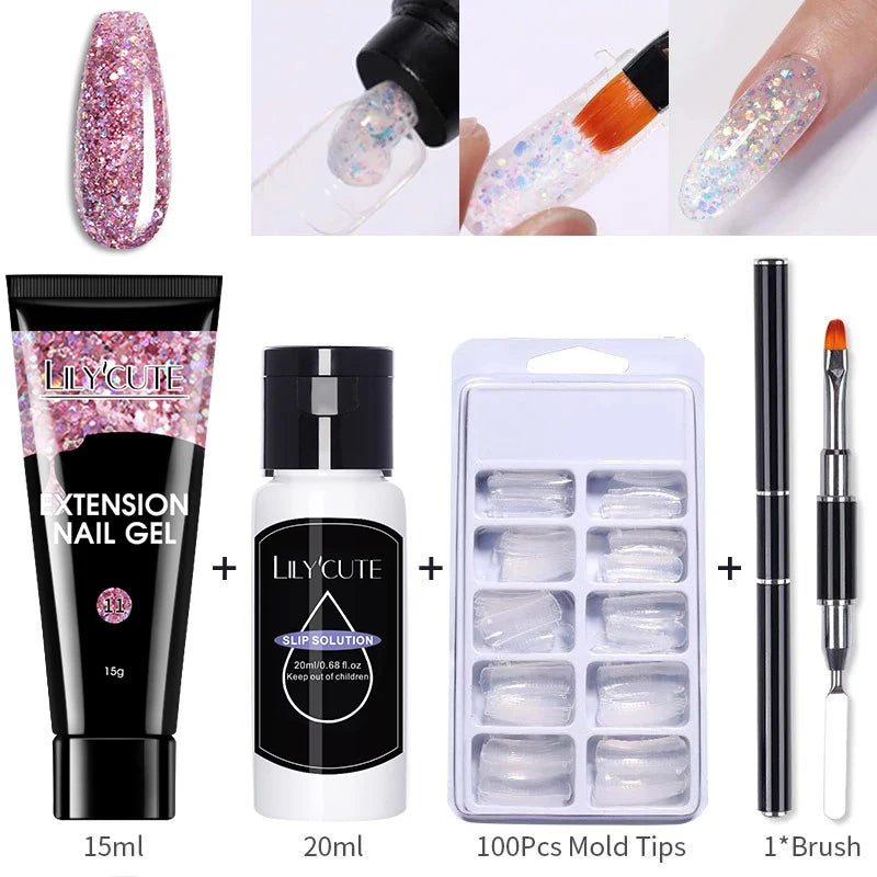 15ml Nail Extension Gel Kit – Soak Off UV Acrylic Gel in White, Clear & Pink for Home or Salon Nail Art