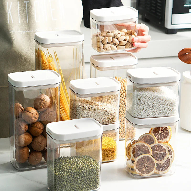 Clear Food-Grade Plastic Storage Jar – Airtight Container for Cereals, Snacks, Beans & Kitchen Organization