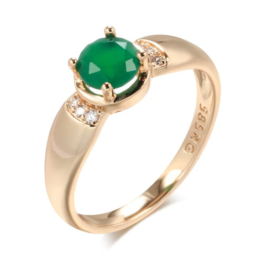 18K Yellow Gold Ring with 1 Carat Natural Emerald and Diamond Accents – Elegant Women's Cocktail Ring