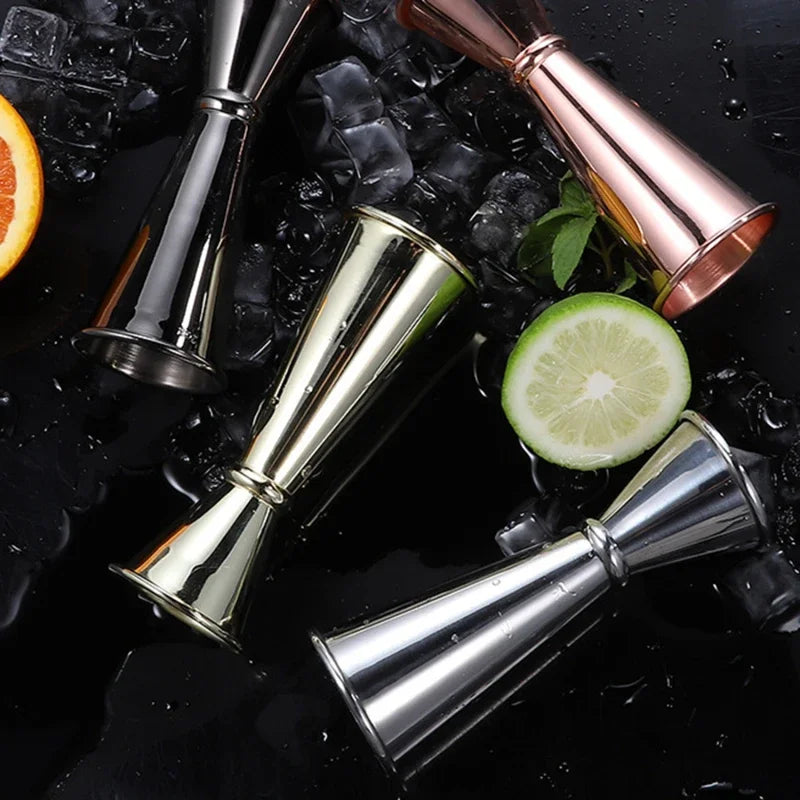 2PCS Stainless Steel Cocktail Measuring Jiggers – 30ml/60ml Double-Sided Spirit Measure Cups for Bartending, Home Bar, and Kitchen Use