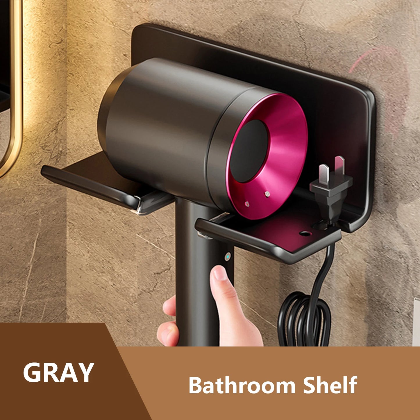 Wall Mounted Hair Dryer Organizer – Dual-Tier Bathroom Shelf