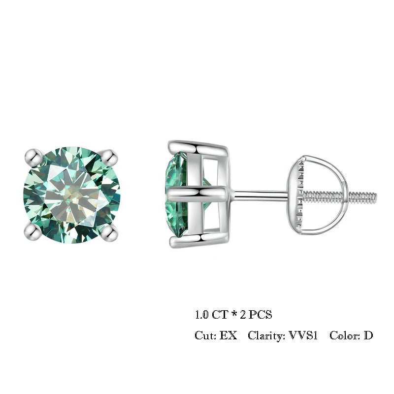 2 Carat Moissanite Heart Prong Stud Earrings – D Color VVS1 Stones on 925 Sterling Silver for Women