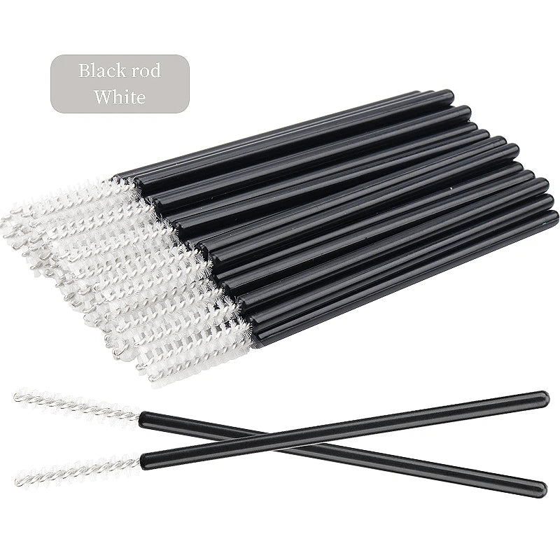 50-Piece Disposable Eyelash Mascara Brushes – Crystal Diamond Handle Spoolies for Lash Extension & Eyebrow Grooming