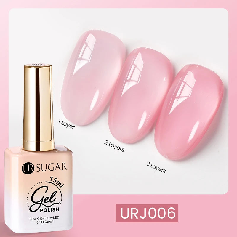 UR SUGAR 15ml Blood Red Jelly Gel Polish – Translucent Crystal Nude Gel for Fall & Winter UV/LED Manicure