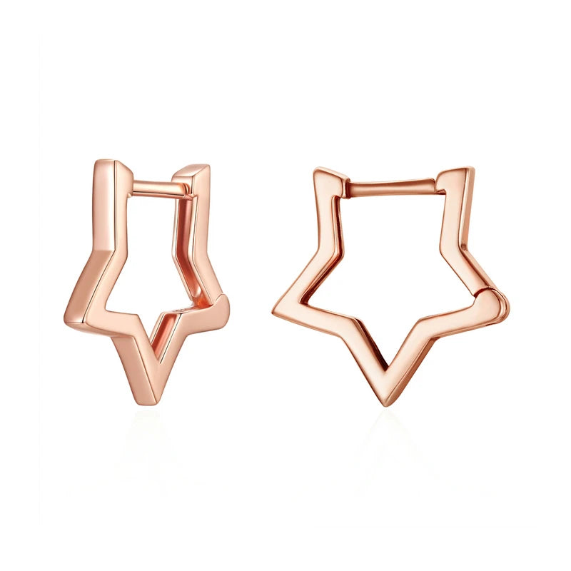925 Sterling Silver Star-Shaped Hoop Earrings – Minimalist Starlike Design for Women