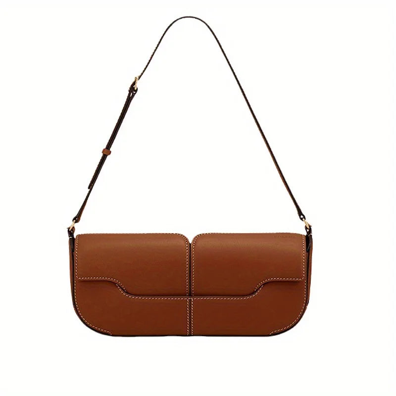 Women's Split Leather Underarm Shoulder Bag – Luxury Minimalist Baguette Tote Purse