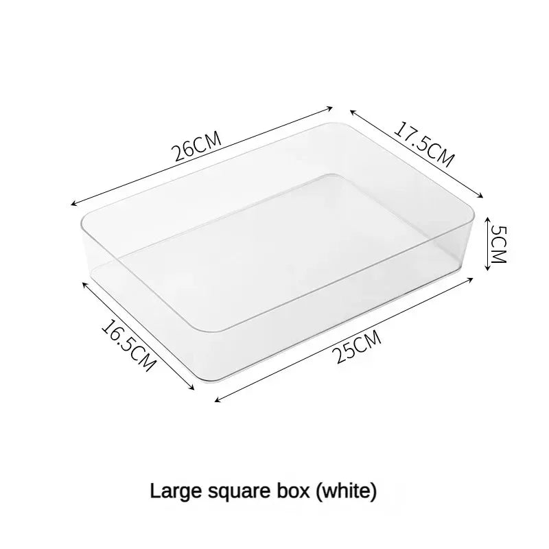 Clear Acrylic Desk Drawer Organizer – Multi-Purpose Storage Bins for Makeup, Bathroom, Office, and Kitchen Accessories