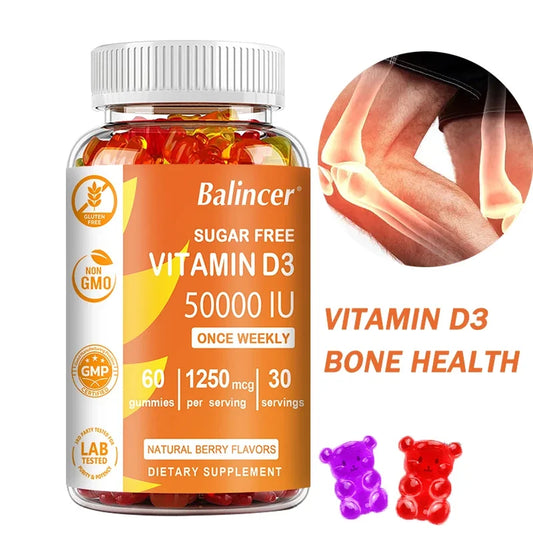 Sugar-Free Vitamin D3 Gummies – Mood, Immunity, Energy & Bone Support – Heart & Joint Health, Red Blood Cell Production – 60 Gummies