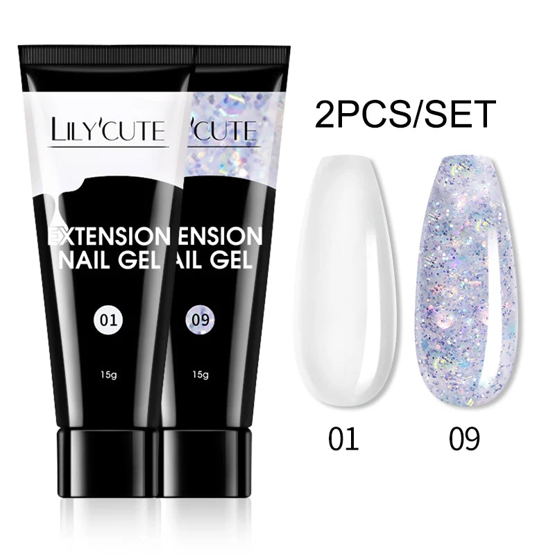 15ml Nail Extension Gel Kit – Soak Off UV Acrylic Gel in White, Clear & Pink for Home or Salon Nail Art