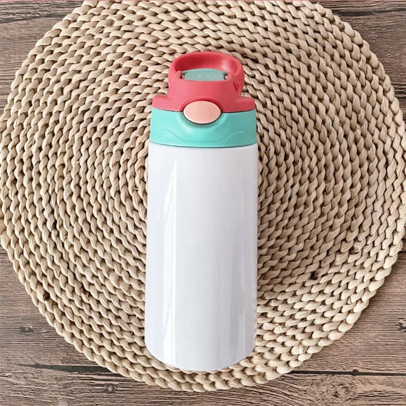 12oz Stainless Steel Kids Sippy Cup – Double Wall Insulated Tumbler with Straw and Flip-Top Lid