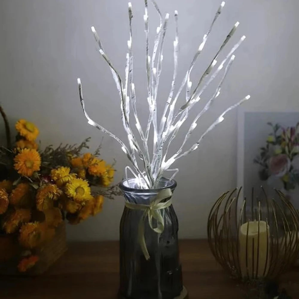Battery-Operated LED White Birch Branch Lights – 28" Warm or White Twinkle Twig Lights for Christmas, Weddings, Bedroom & Outdoor Decor