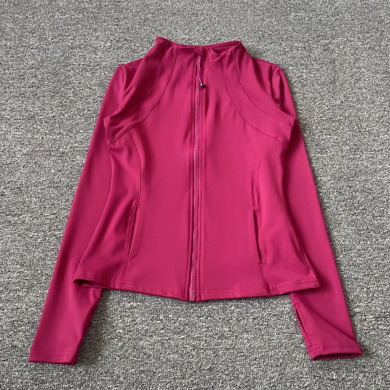Women's Slim-Fit Quick-Dry Fitness Jacket – Long Sleeve Zip Yoga & Running Top