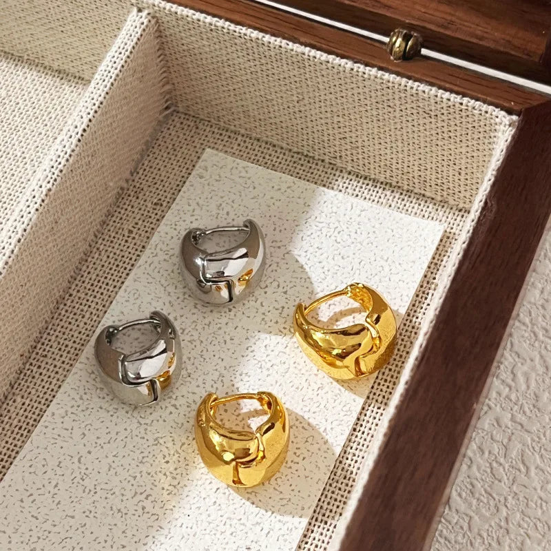 925 Sterling Silver Gold-Plated Round Hoop Earrings – Classic Vintage Style for Women