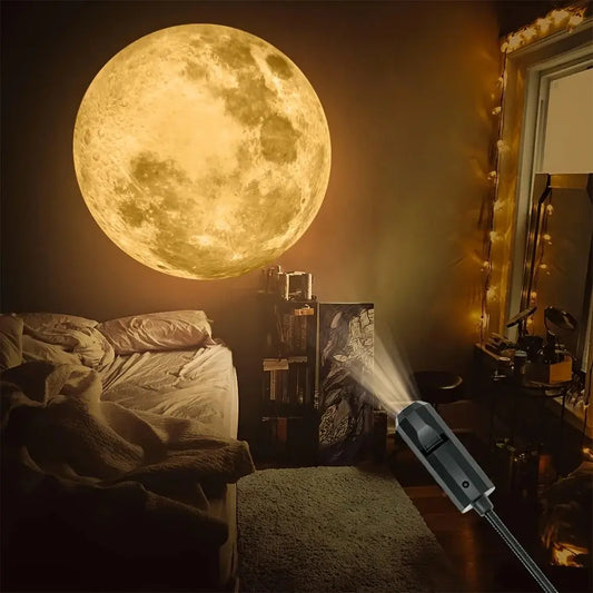 USB-Powered Moon & Earth Projection Light – Atmospheric Ceiling Projector for Bedroom, Party, or Meditation