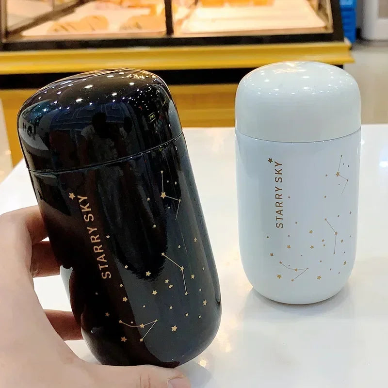 200ML Starry Sky Mini Thermos Bottle – Leakproof Stainless Steel Vacuum Flask Coffee Mug for Travel and Daily Use