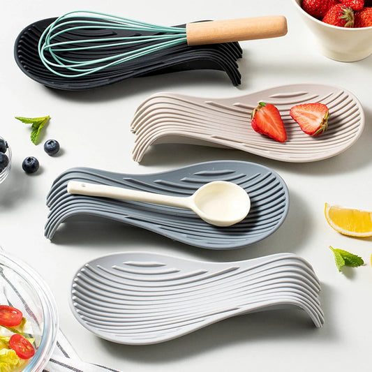 1/4Pcs Silicone Heat-Resistant Spoon Holders – Non-Slip Utensil Rest and Placemat for Kitchen Cooking Tools