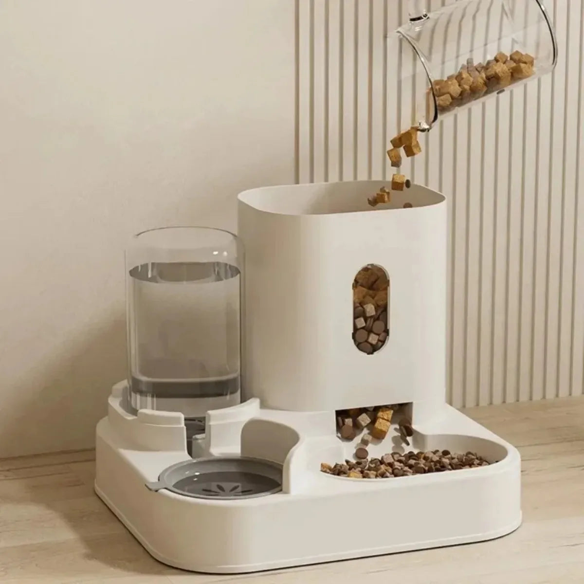 Automatic Pet Feeder with Water Fountain – Large Capacity Raised Food Bowl for Cats and Dogs