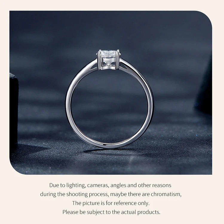 0.6 Carat Round Moissanite Engagement Ring – Platinum Plated 925 Sterling Silver Solitaire with 4-Prong Setting for Women
