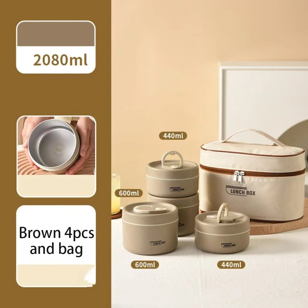 Stackable Stainless Steel Insulated Bento Lunch Box – Leakproof & Microwavable Food Container with Separate Layers