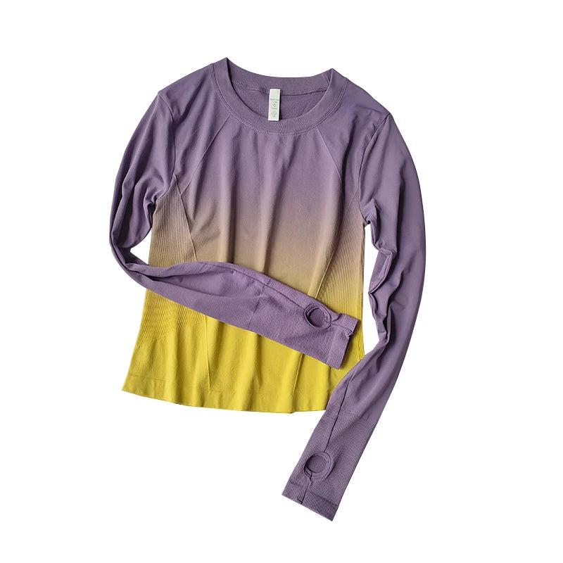 Slim Fit Quick-Dry Long Sleeve Yoga Shirt – Women's Seamless Fitness Top